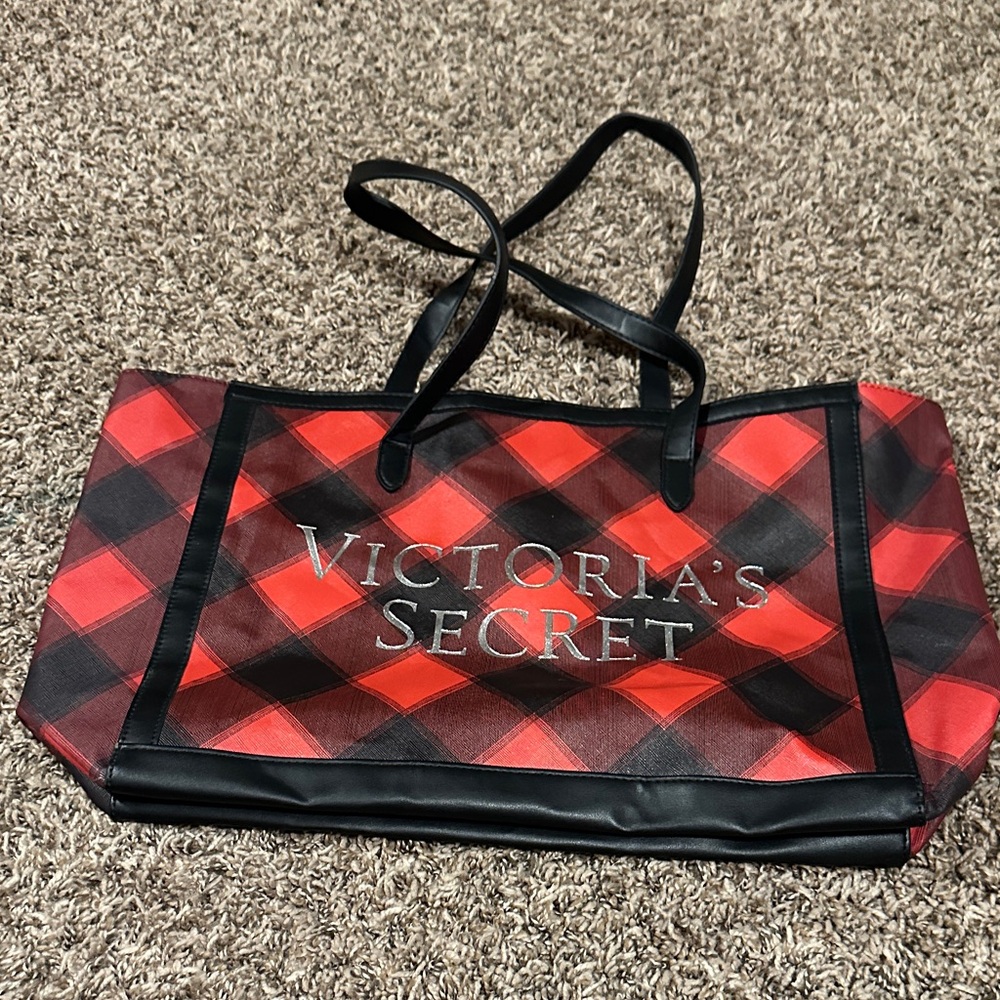 Victoria's Secret Red and Black Plaid Tote